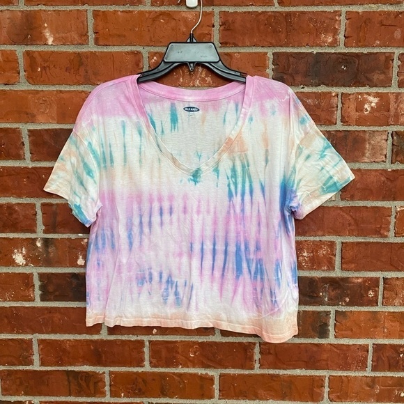 Old Navy Womens Medium Tie Dye Vneck Crop Short Sleeve Tee NWT - Picture 9 of 9